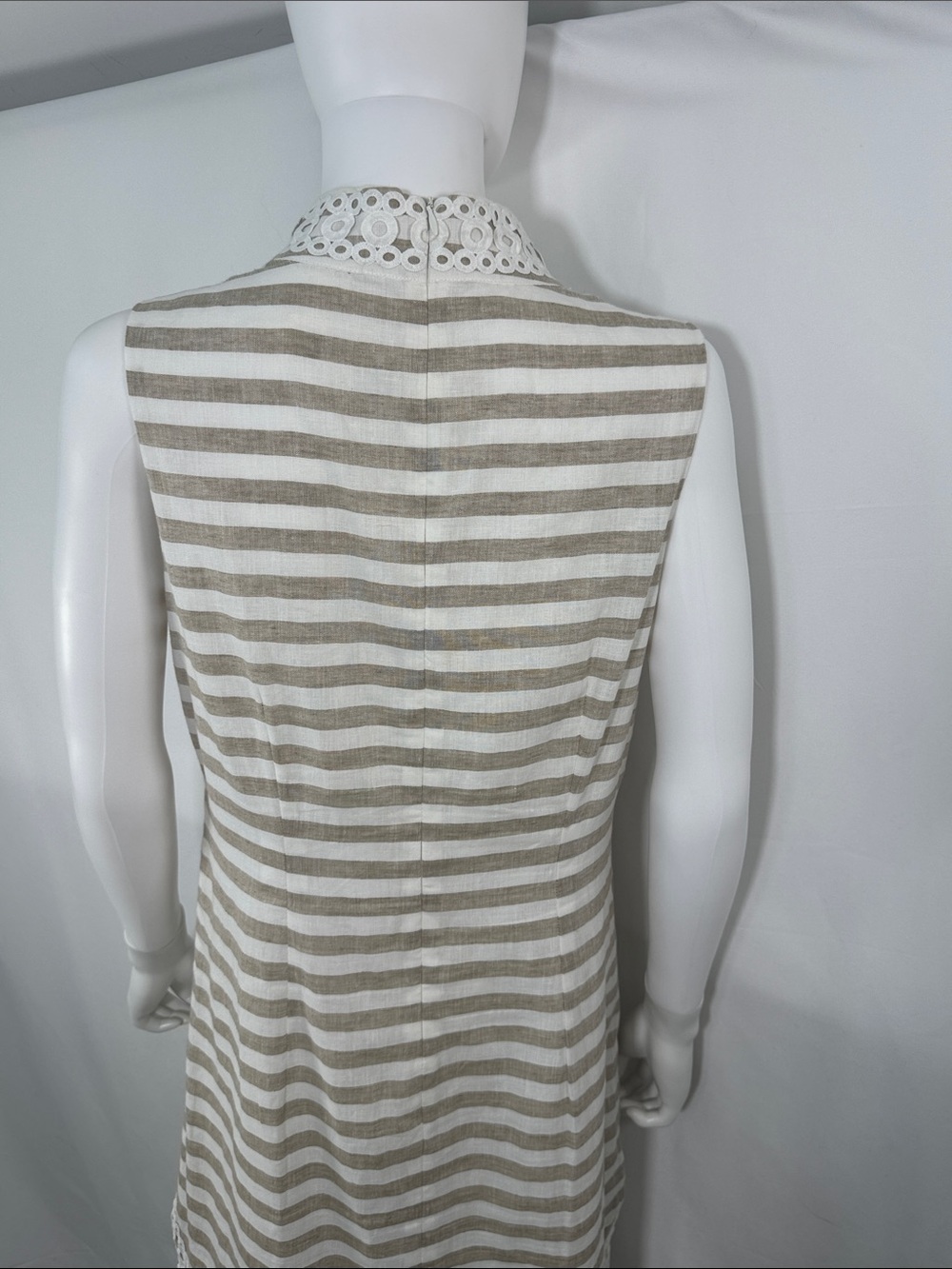 Eliza J Striped Linen Blend Sleeveless Shift Dress Trim Accent Size 10 - Picture 14 of 15